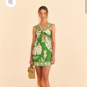 Farm Rio Green Lace Monsteras Mini Dress Size S